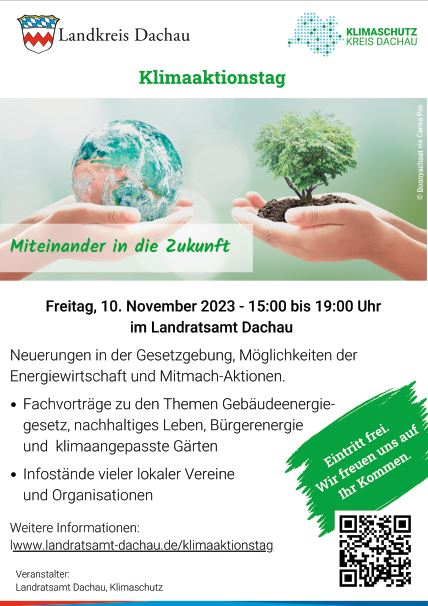 Plakat zum Klimaaktionstag des Landratsamtes Dachau am 10.11.2023 Plakat zum Klimaaktionstag des Landratsamtes Dachau am 10.11.2023